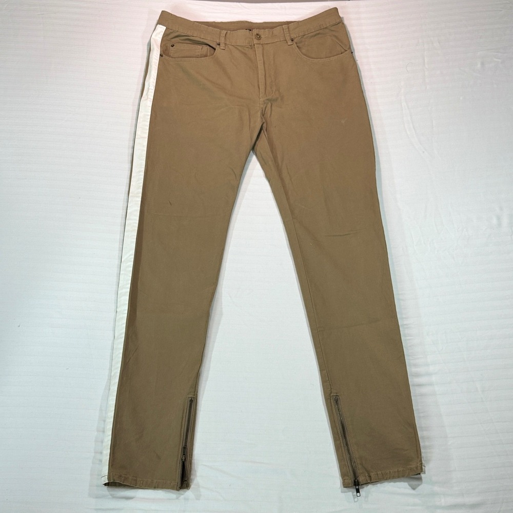 Young & Reckless Khaki Side Stripe Ankle Zip Slim Pants Mens 38x32